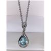Image 2 : Blue Topaz 1.0 Carat Tear Drop Solitaire Pendant & Chain Set
