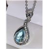 Image 3 : Blue Topaz 1.0 Carat Tear Drop Solitaire Pendant & Chain Set