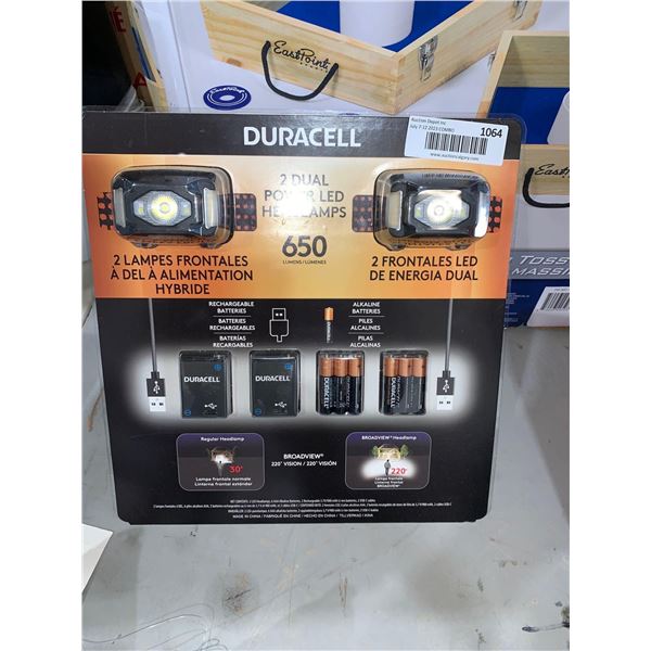 Duracell lot of 2 head lamps with batteries