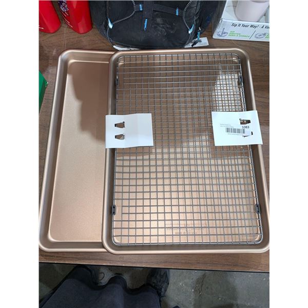 Lot of 3 Nordic ware baking sheets with cooling rack