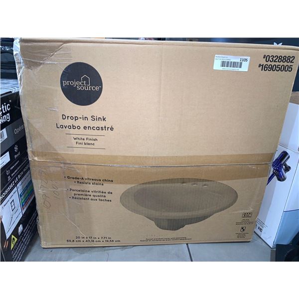 Project source drop-in sink white finish