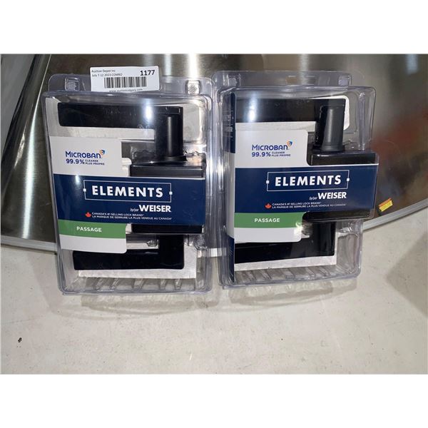 Weiser elements passage matte black door handle lot of 2
