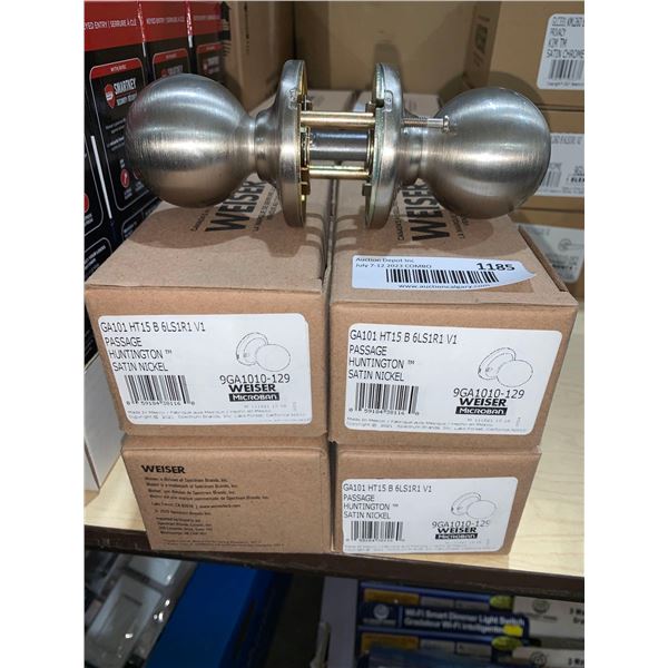 Lot of 4 weiser passage huntington satin nickel door knobs