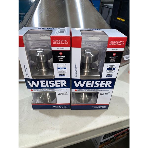 Lot of 2 weiser key entry chrome door handles