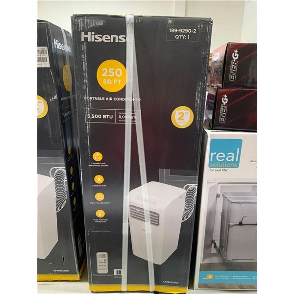 Hisens white compact size, portable air conditioner - 250 sq ft.