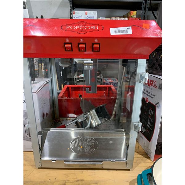 Bullseye’s Commercial Grade 8oz Popcorn Machine with cart MISSING 1 Door Panel