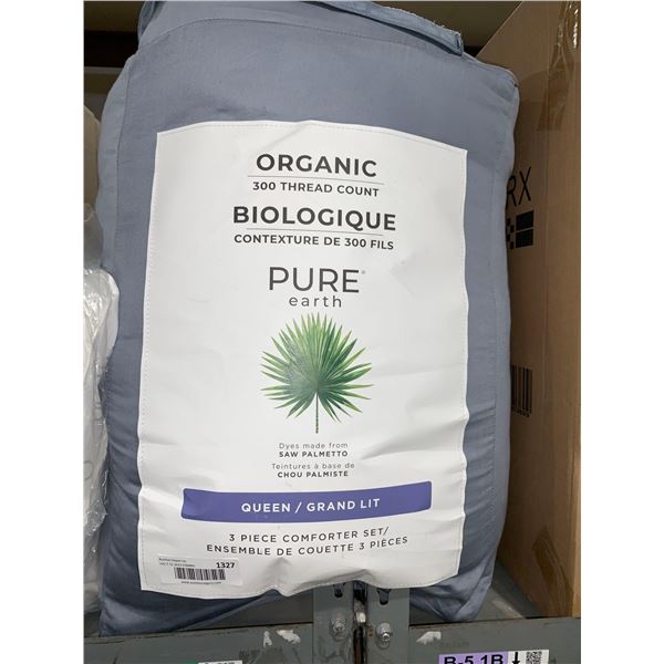 Organic Pure Earth 300 Thread Count 3 pc Comforter Set Queen