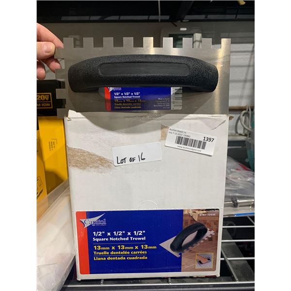 Capitol 1/2"x1/2"x1/2" Square Notched Trowel - Lot of 16