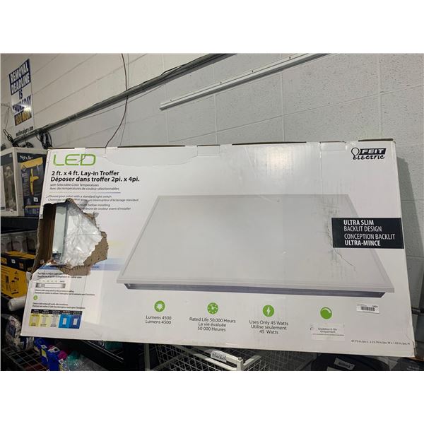 Feit Electric 2'x4' Lay-in-Troffer with Selectable Color Temperatures - Some damage to bax as seen