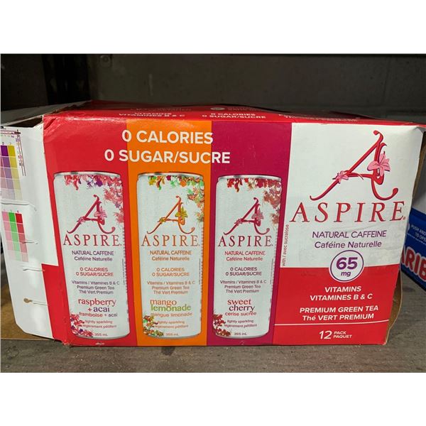 Aspire Naturally Caffeinated Sparkling Water - Assorted Flavors 12x355ml