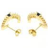 Image 5 : 14k Yellow Gold .62 ctw Channel Set Square Sapphire Bar Set Diamond Cuff Earring