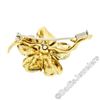 Image 6 : Vintage Italian 18k Gold Round Diamond Dark Blue Enamel Flower Branch Brooch Pin