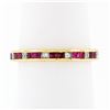 Image 1 : Vintage 18k Gold Channel French Ruby & Diamond Engraved Eternity Stack Band Ring