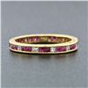 Image 2 : Vintage 18k Gold Channel French Ruby & Diamond Engraved Eternity Stack Band Ring