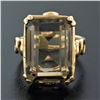 Image 2 : Vintage Handmade 14k Yellow Gold Smoky Emerald Step Cut Quartz Solitaire Ring