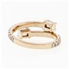 Image 7 : New 14k Rose Gold Emerald Cut & Round Diamond Moi et Toi Bypass Stack Band Ring