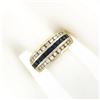 Image 3 : 14K Yellow Gold 1.37 ctw Blue Square Step Channel Set Sapphire & Diamond Band Ri