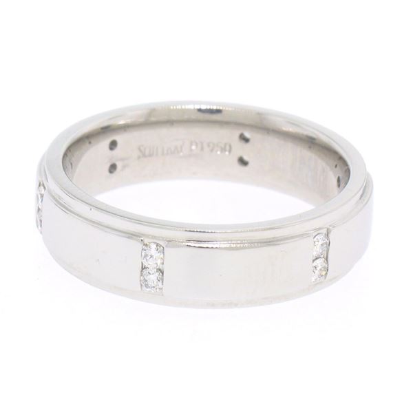Scott Kay Men's Platinum .24 ctw Channel Diamond Solid Wide Wedding Band Ring Sz