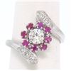 Image 1 : 14k White Gold 1.10 ctw Diamond & Ruby Ladies Crossover FINE Cocktail Ring