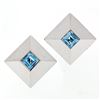 Image 1 : Chopard 18k White Gold 5.40 ctw Step Cut Blue Topaz Large Square Pyramid Earring