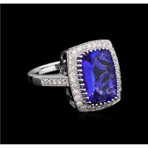 14KT White Gold 5.95 ctw Tanzanite and Diamond Ring