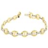Image 1 : NEW 7" 14K Yellow Gold Buckle & Pave Round Diamond White Gold Bar Link Bracelet