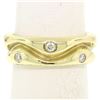 Image 3 : Designer Sam Lehr 18k Yellow Gold 0.33 ctw Diamond Wave Eternity Band Ring SZ 6