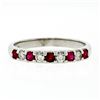 Image 4 : New 14K White Gold 3mm 0.62 ctw Alternating Shared Prong Ruby & Diamond Band Rin