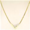 Image 4 : Modern 14k Two Tone Gold .30 ctw Trillion Diamond Solitaire "V" Necklace 17" Cha