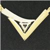 Image 7 : Modern 14k Two Tone Gold .30 ctw Trillion Diamond Solitaire "V" Necklace 17" Cha