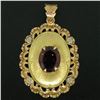 Image 2 : Vintage 18k Yellow Rose and White Gold 3.42 ctw Oval Garnet Solitaire Etched Flo