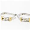 Image 6 : 14K White Gold 0.75 ctw Princess Cut Invisible Set Diamond Huggie Hoop Earrings