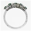 Image 8 : 18k White Gold 1.36 ctw Alternating Round Diamond & Emerald Wedding Band Ring