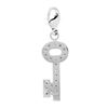 Image 3 : 14K White Gold .66 ctw Diamond Long Lock Key Dangle Charm Pendant w/ Lobster Cla