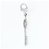 Image 4 : 14K White Gold .66 ctw Diamond Long Lock Key Dangle Charm Pendant w/ Lobster Cla