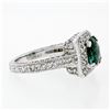 Image 5 : 14K White Gold 3.65 ctw Cushion Checkerboard Green Tourmaline & Diamond Halo Rin