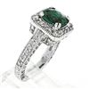 Image 8 : 14K White Gold 3.65 ctw Cushion Checkerboard Green Tourmaline & Diamond Halo Rin