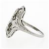 Image 6 : Antique Art Deco 18K White Gold .35 ctw Diamond Domed Etched Filigree Dinner Rin
