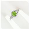 Image 3 : NEW 14k White Gold 1.11 ctw Fine Filigree & Milgrain Work Peridot Solitaire Ring