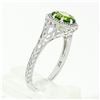 Image 7 : NEW 14k White Gold 1.11 ctw Fine Filigree & Milgrain Work Peridot Solitaire Ring