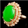 Image 2 : 14K Gold 8.48ct Jade & 1.71ctw Diamond Ring