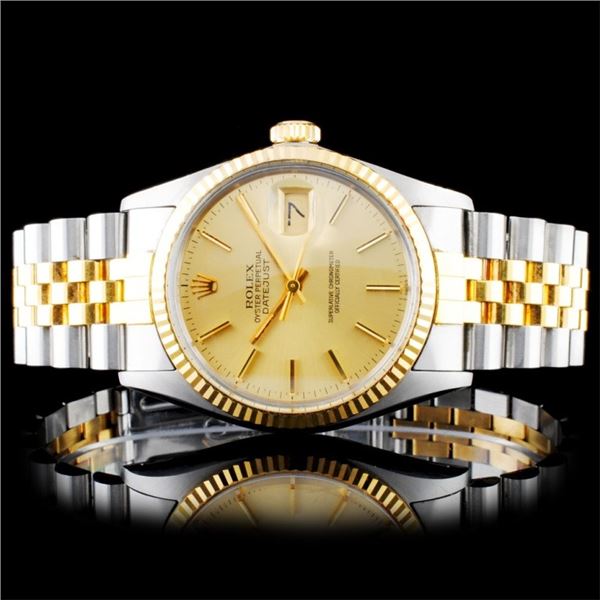 Rolex YG/SS DateJust 36mm Champagne Wristwatch