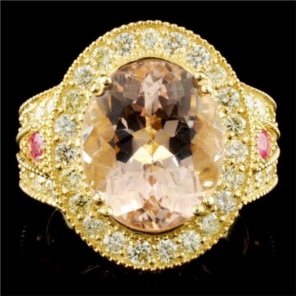 14K Gold 6.16ct Morganite & 1.51ctw Diamond Ring