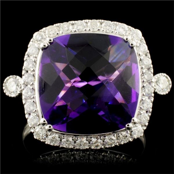 14K Gold 5.57ct Amethyst & 0.50ctw Diamond Ring