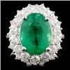 Image 1 : 14K Gold 4.48ct Emerald & 1.71ctw Diamond Ring