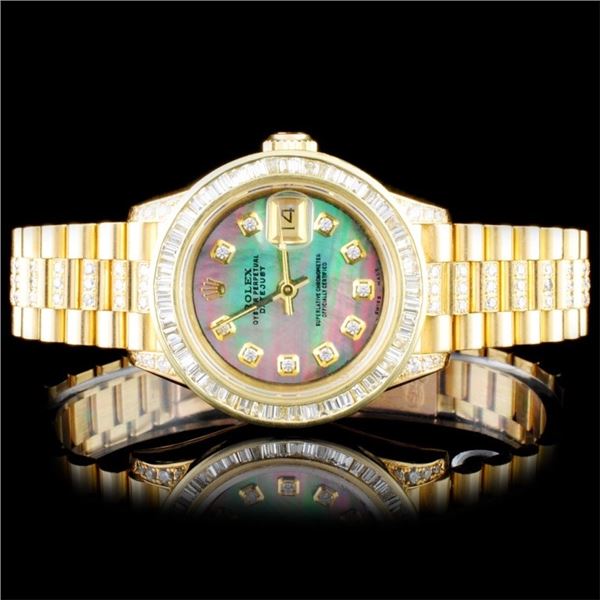 Rolex 18K YG DateJust 4.00ct Diamond Ladies Watch