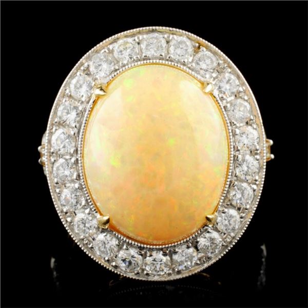 14K Gold 5.51ct Opal & 1.26ctw Diamond Ring