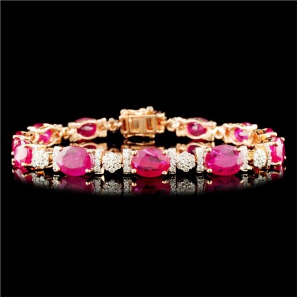 14K Gold 16.39ct Ruby & 1.39ctw Diamond Bracelet