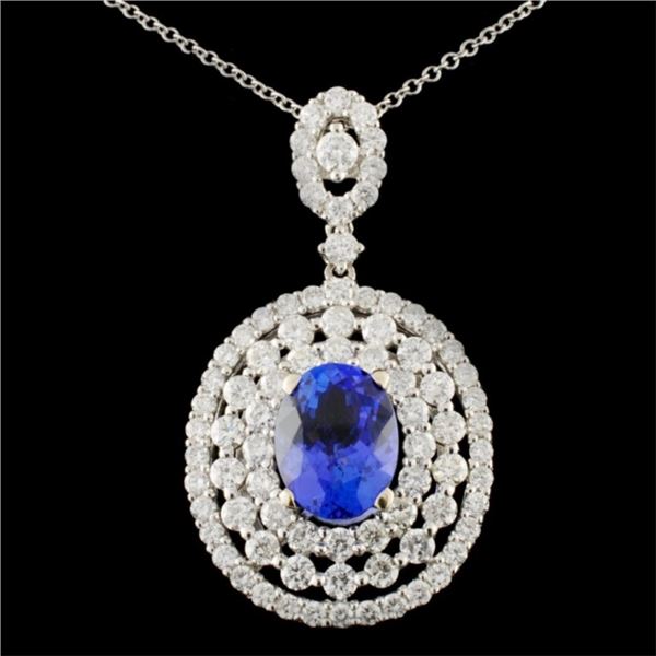 18K Gold 2.09ct Tanzanite & 1.86ctw Diamond Pendan