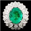 Image 1 : 18K Gold 4.23ct Emerald & 1.93ctw Diamond Ring